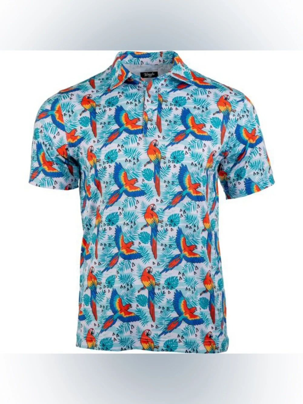 Waggle Golf Parrot Bay performance polo shirt XL tropical Athleisure birds bold - Picture 2 of 9
